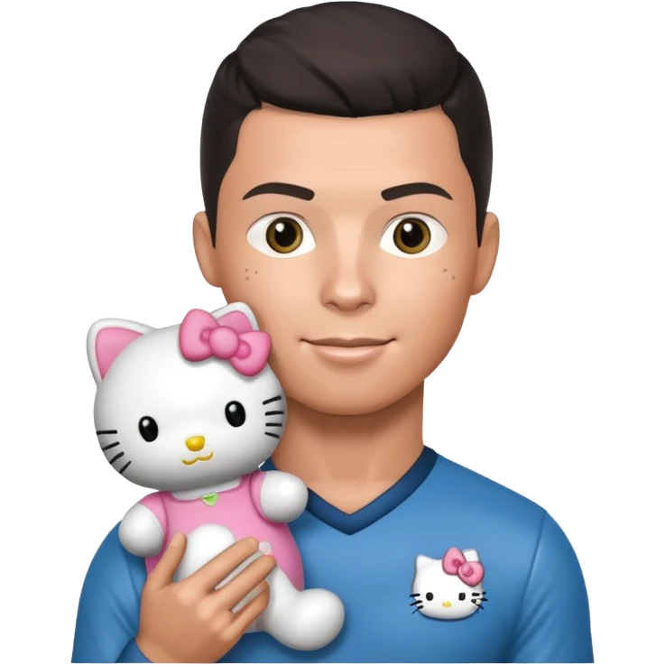 cr7 holding a hello kitty plushie  emoji