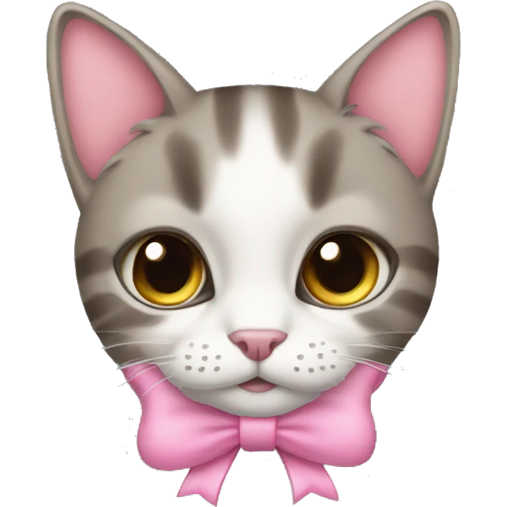 cat wearing a pink bow emoji