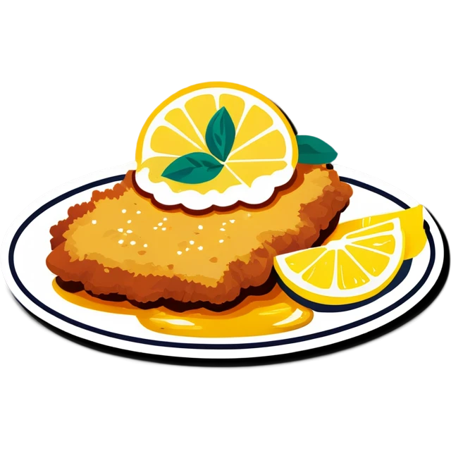 austrian schnitzel with lemon on top emoji