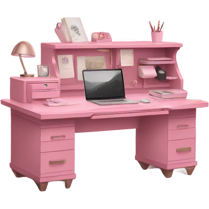 aesthetic desk pink emoji