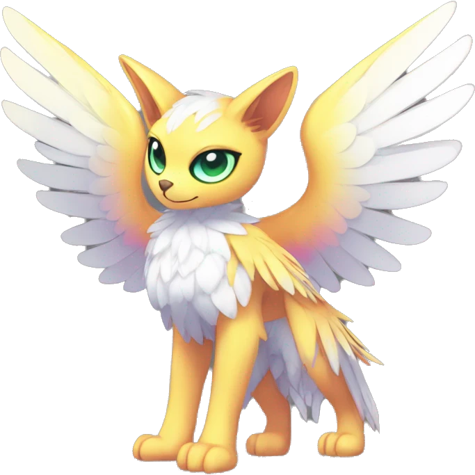Anthro Sona Cool Edgy Cute Colorful Shy Winged Shiny Fakemon-Fantasy-Creature Full Body emoji