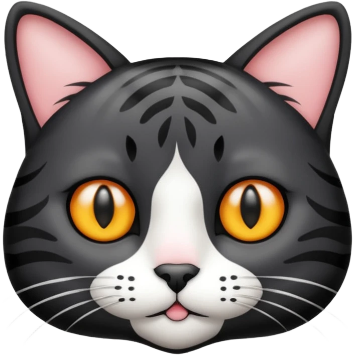 Black striped cat white nose emoji