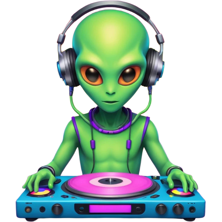 a alien behind the turntable emoji