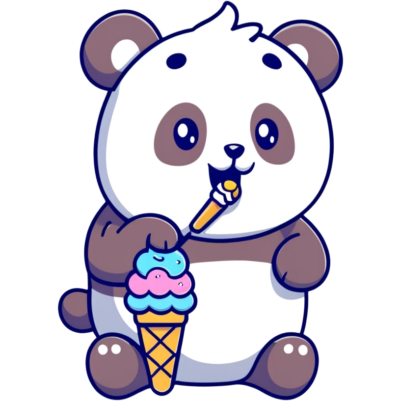 Panda eating ice cream emoji