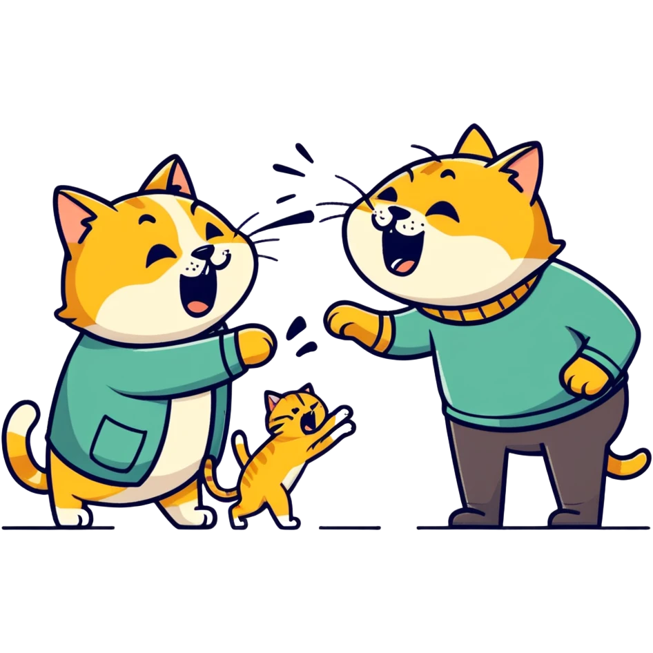 golden cat ￼ yelling at old blind man ￼ emoji