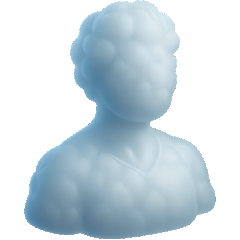 A person from the shoulders up, entirely composed of fluffy, convex white clouds. emoji