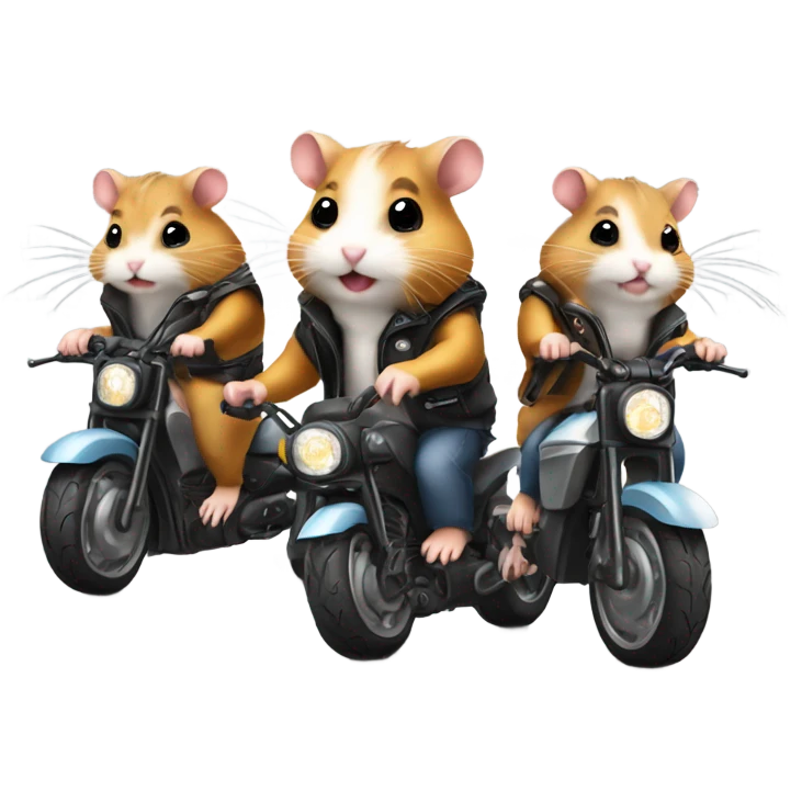 hamsters bikers on road driving motorbikes  emoji