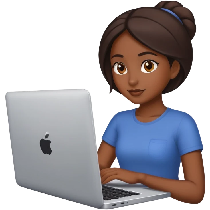 beautiful brown girl working on laptop emoji