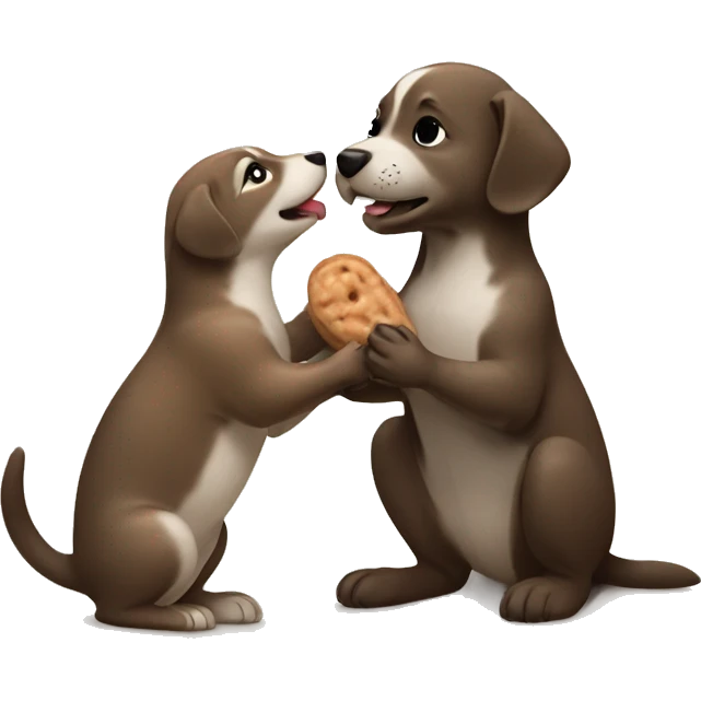 Puppy gifting a peanut to an otter emoji