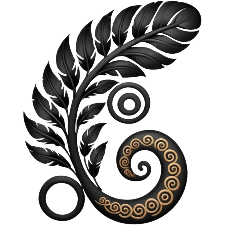 Feather Māori koru design at top emoji