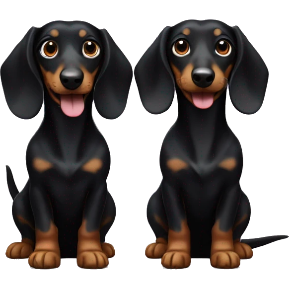Two black long hair dachshunds together  emoji
