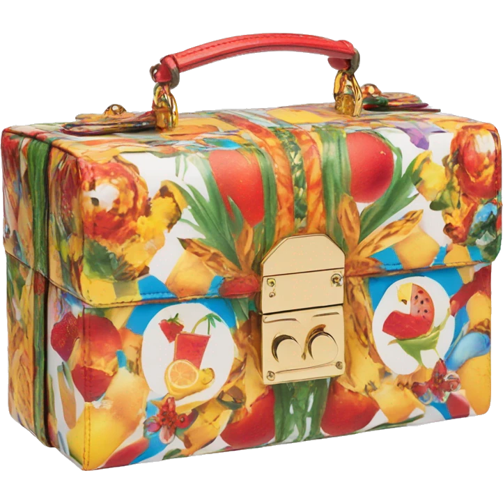 Dolce and Gabbana small box bag with colourful summer print and golden detais 2023 emoji