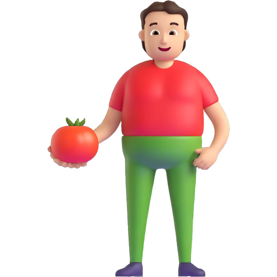 man with tomato replacing his midsection emoji