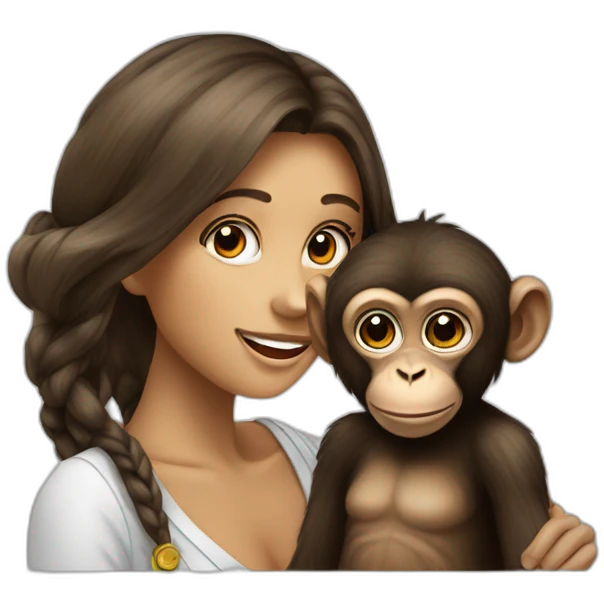 Monkey with beatiful woman emoji