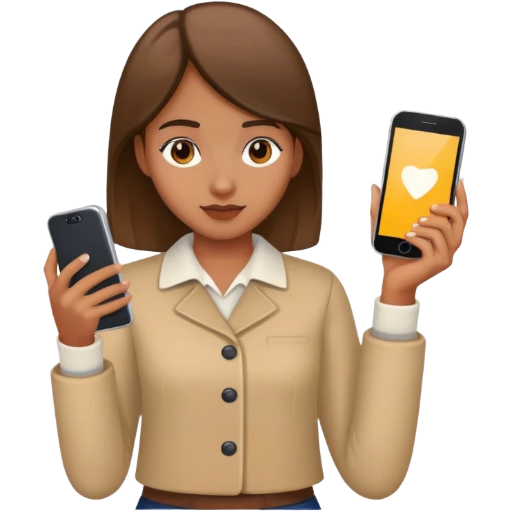 Boneca com celular na mão  emoji