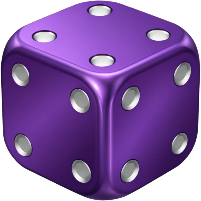dark purple metallic dice, hearts instead of dots emoji