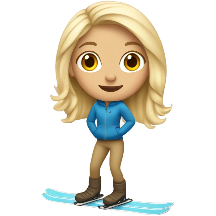 Blonde girl on a beige skis emoji