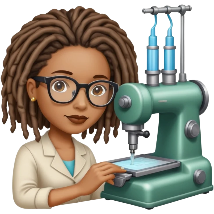 African American lady with locs using crafting machine emoji