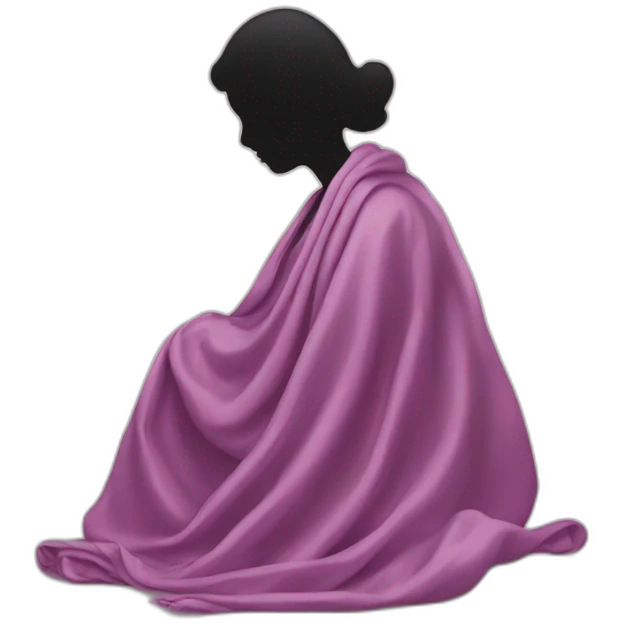 The silhouette of a woman's figure in a silk blanket emoji