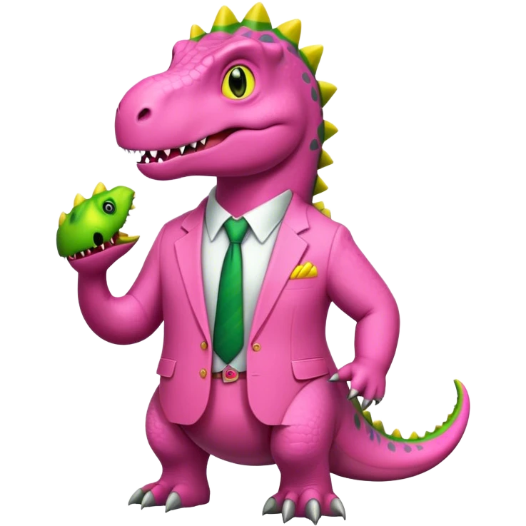 dinosaur in pink office suit emoji