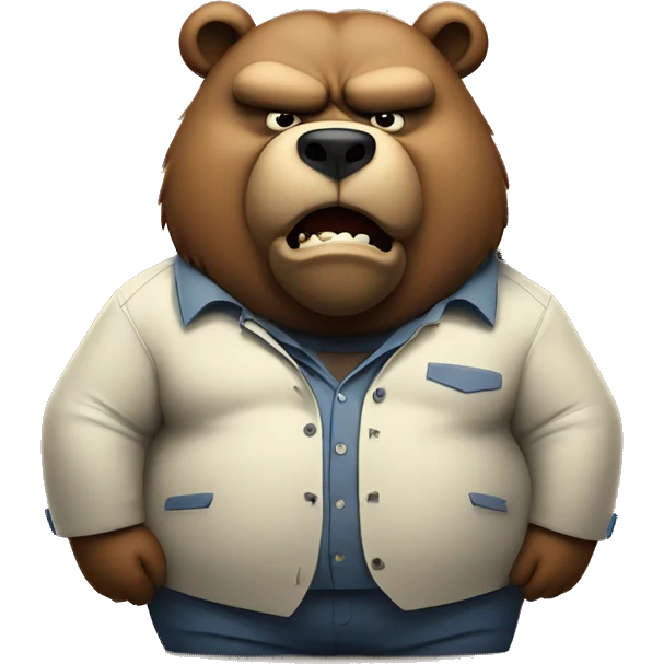 Angry fat bear mad wearing clothes smoking cbd cig emoji
