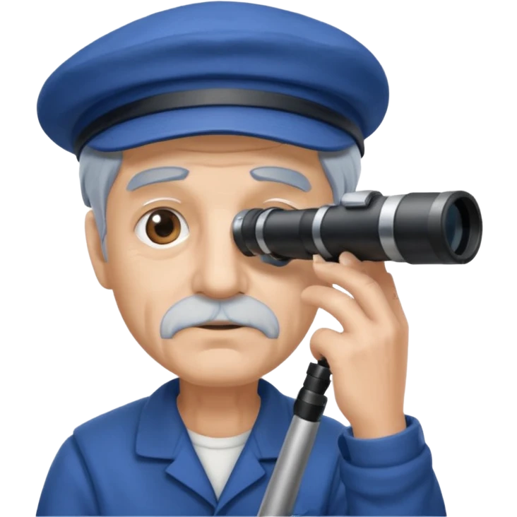 old sailor looking through a telescope, sailor wearing a blue cap emoji