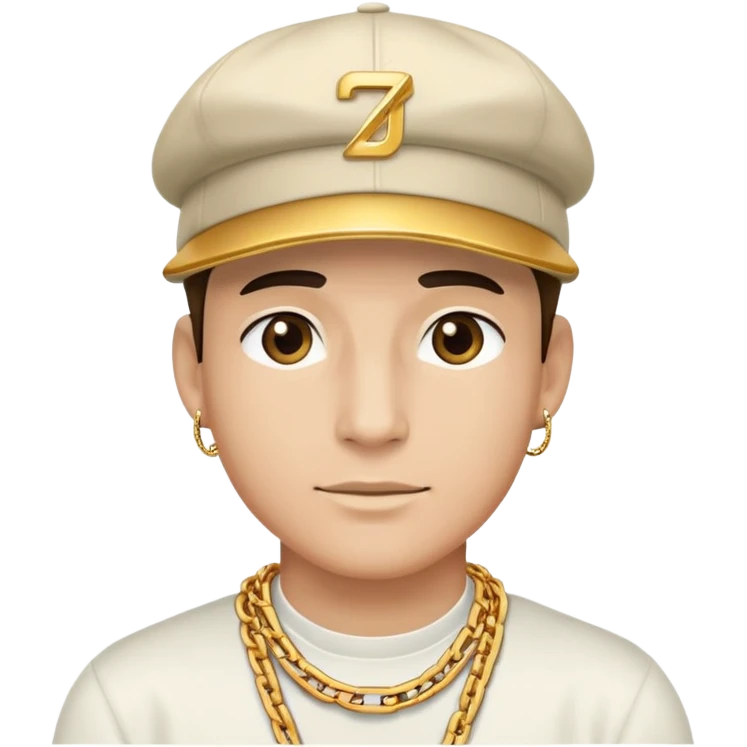 man wearing a cap and a gold chain emoji