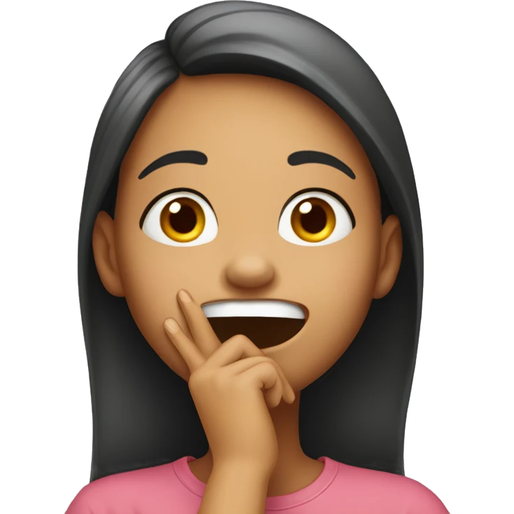 Girl giggling with hand over her mouth  emoji