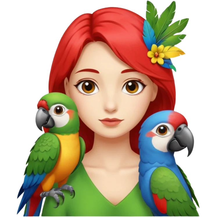 Girl with a parrot on her shoulder emoji