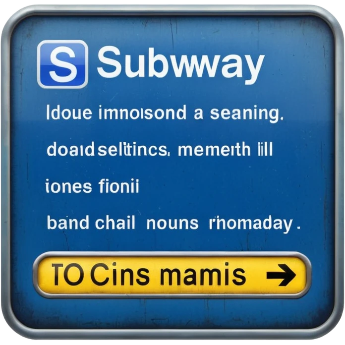 Platform Board – blue text display, Subway Sign. emoji