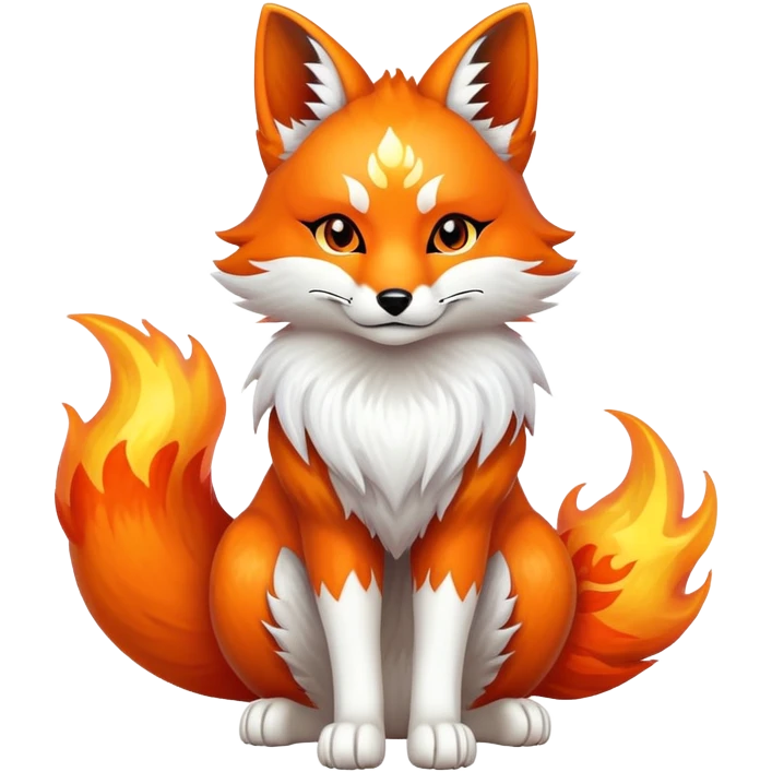 Japanese kitsune with orange flames  emoji