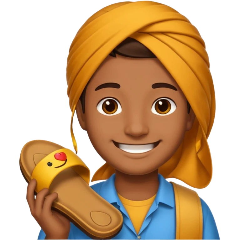 Smile, emoji, holding a chappal emoji