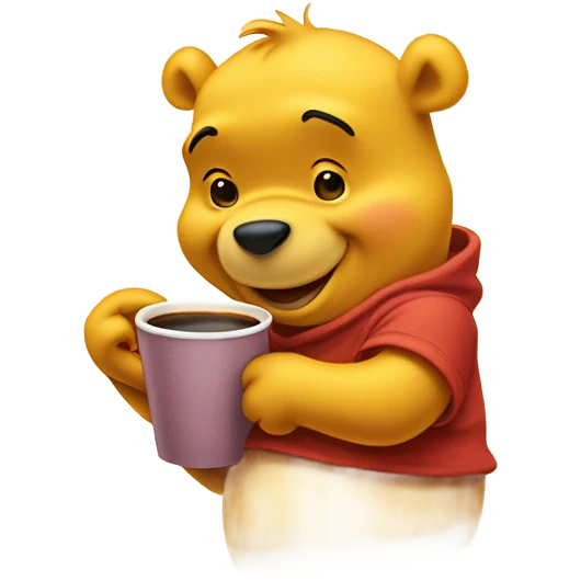 Winnie the Pooh drinking coffee emoji