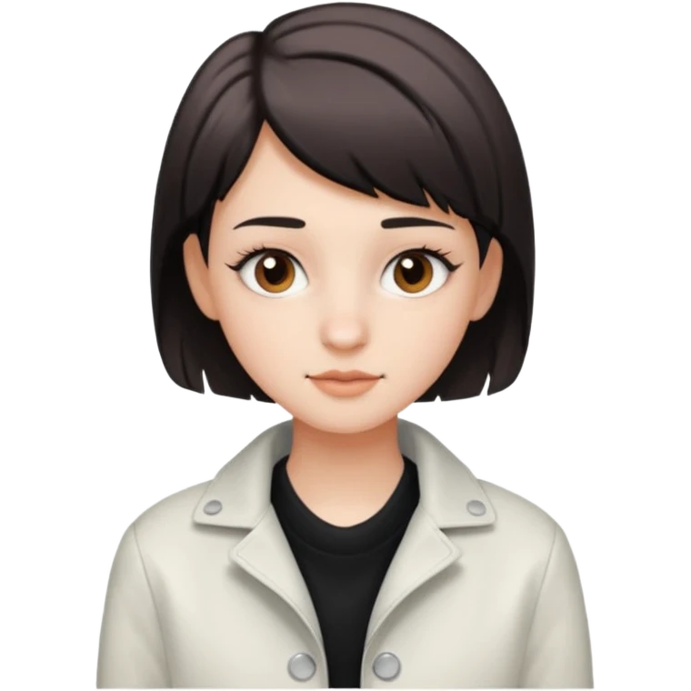 18 year old with very short gradient hair, brown eyes and long lashes, big nose and he is wear a white jacket emoji
