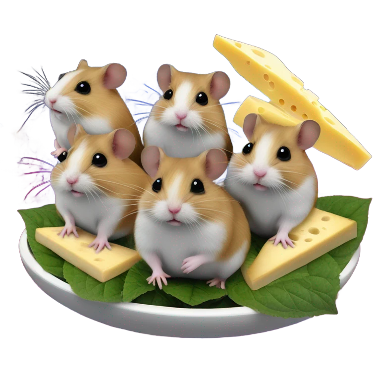 hamster cult with cheese and weed in space on ufo emoji
