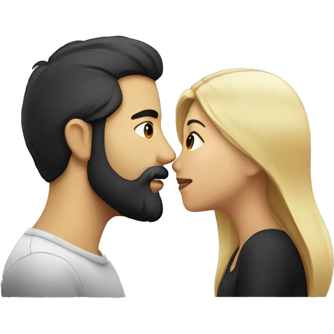 guy with beard kissing girl with black hair emoji