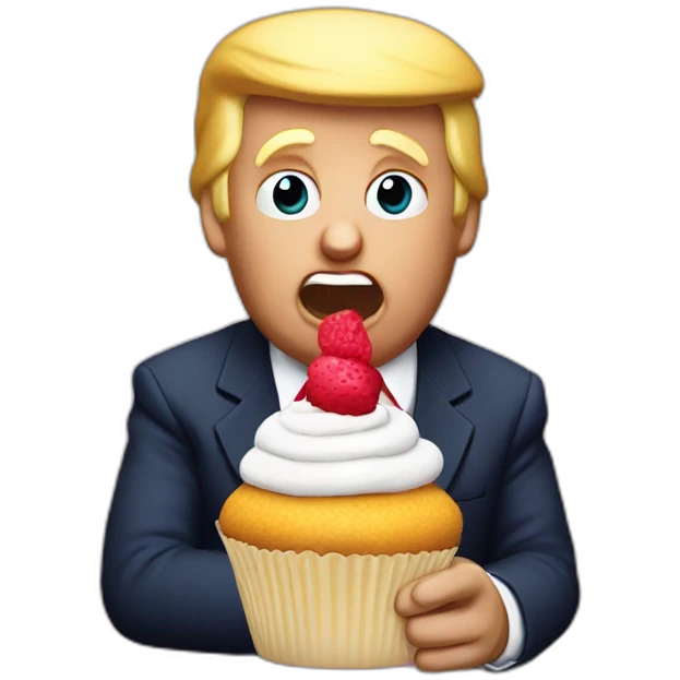 Donald Trump eating a cupcake emoji