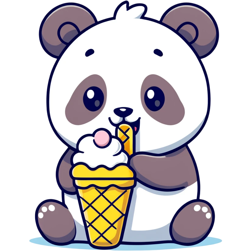 Panda eating ice cream emoji