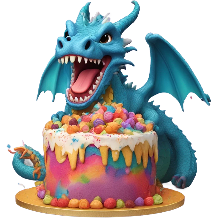 Dragon eating cake emoji