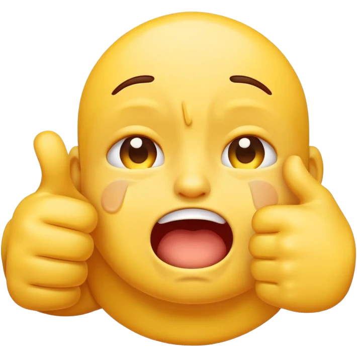 Yellow emoji ugly crying but pushing through the pain and giving a thumbs up emoji