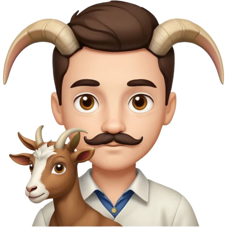 Boy with goa t and mustache with brown eyes emoji