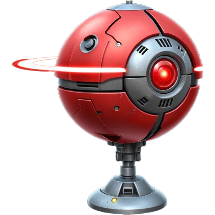 flying orb shaped futuristic targeting droid acquires target and paints with laser. sci-fi war. no propellers  emoji