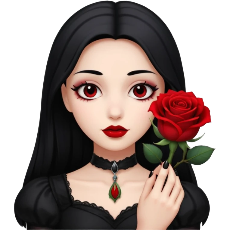 Gothic black nails holding rose  emoji
