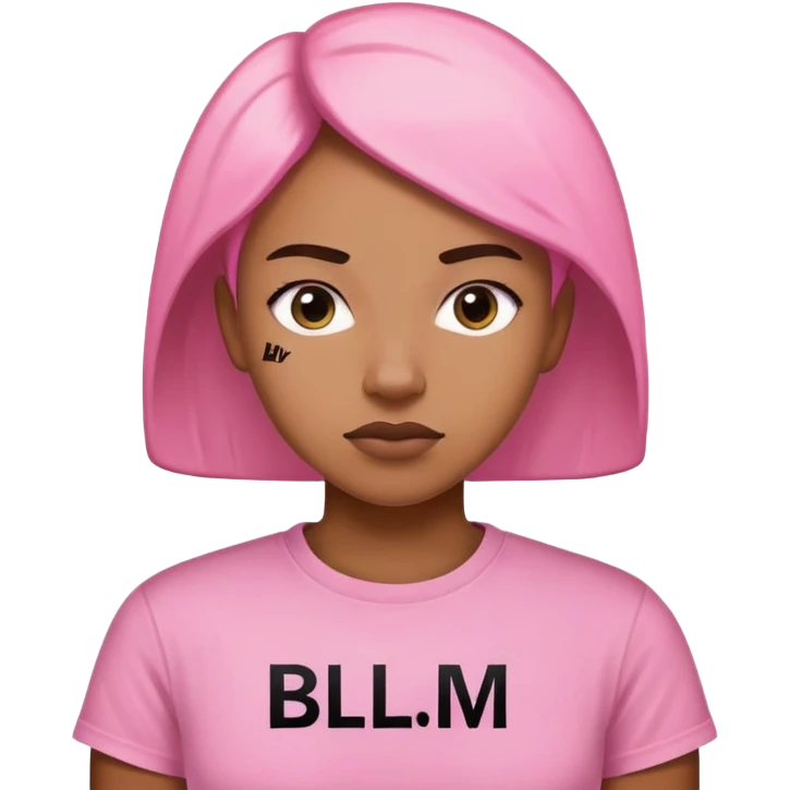 Pink teeshirt written BLM emoji
