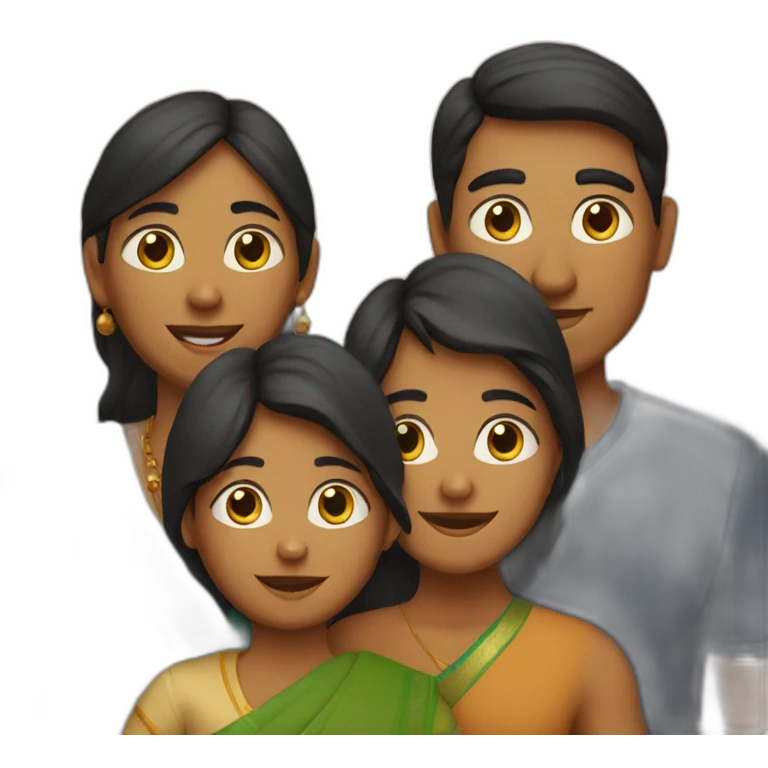 Indian family of 4 with one son and one daughter and a dog emoji
