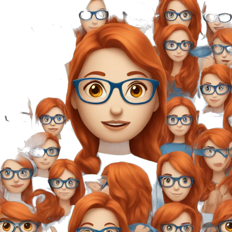 long Red-hair-girl blue-eyes with glasses emoji
