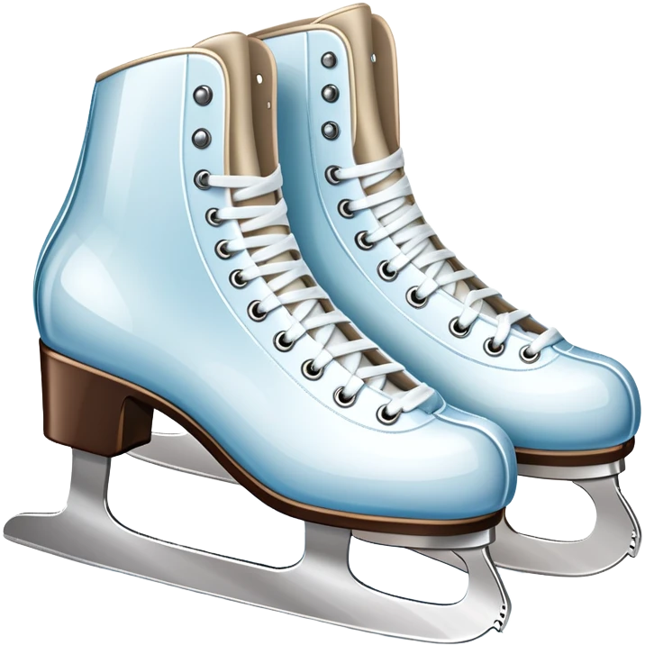 An icon showing The rink is surrounded by cheering spectators and soft arena lights, creating a beautiful, dynamic atmosphere. a pair of elegant figure skates placed on the smooth, sparkling ice of a grand ice arena. Transparent background highlights the grace and beauty of figure skating. emoji
