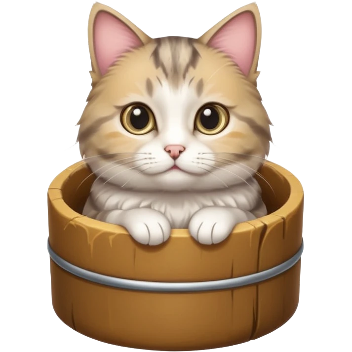 mix of white and tabby cat in a cylinder emoji