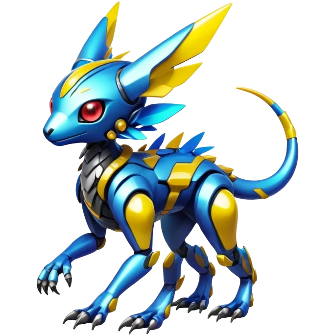  exotic shiny colorful futuristic modern cyber-Fakémon-Digimon-Trico-creature emoji