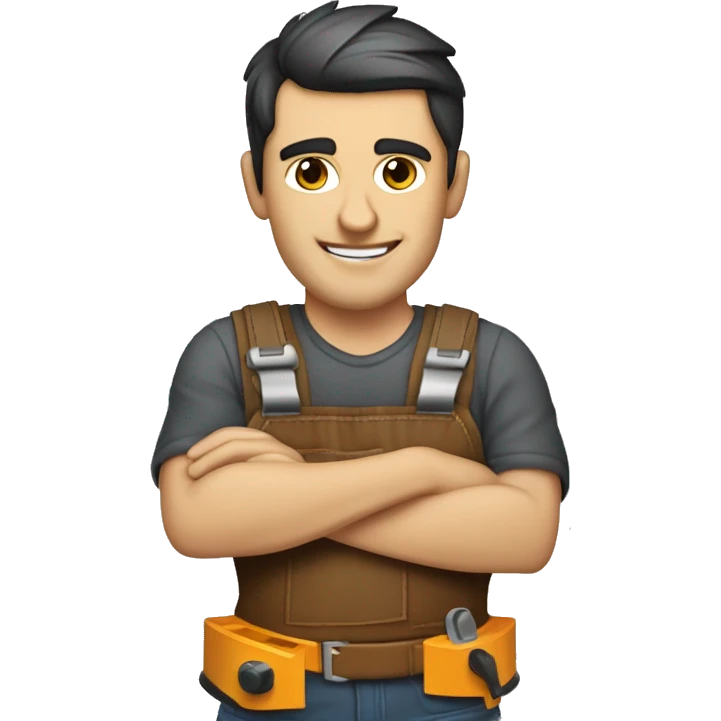 Woodworker with miter saw caucasian dark hair emoji